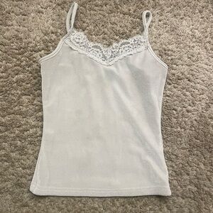 SHEIN White Embellished Fitted Camisole